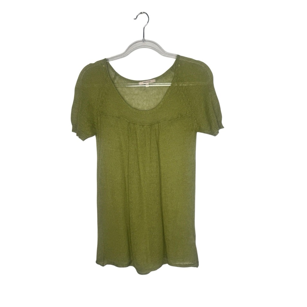 Y2K Puff Sleeve Babydoll Sweater Size S Mohair Wool Blend Forest Fairy Earthy